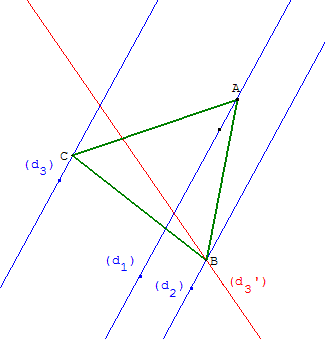 geometrie du triangle équilatéral - problème des trois parallèles - copyright Patrice Debart 2004