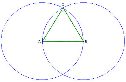 geometrie du triangle equilateral - construction d'euclide - copyright Patrice Debart 2004