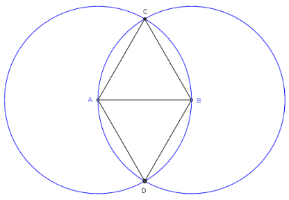 geometrie du triangle- construction de 2 triangles equilatéraux- copyright Patrice Debart 2016