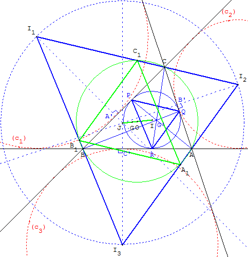 geometrie du triangle - triangle médian du triangle de Bevan - copyright Patrice Debart 2005