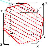 geometrie dans l'espace - sections de cube par un plan variable - copyright Patrice Debart 2002