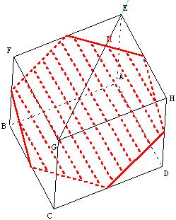 geometrie dans l'espace - hexagone comme section de cube - copyright Patrice Debart 2002