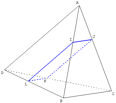 geometrie dans l'espace - parallélogramme section plane d'un tétraèdre - copyright Patrice Debart 2006