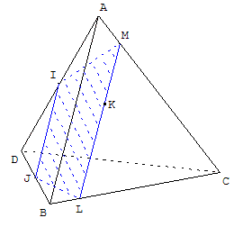 geometrie dans l'espace - trapèze section plane d'un tétraèdre - copyright Patrice Debart 2006