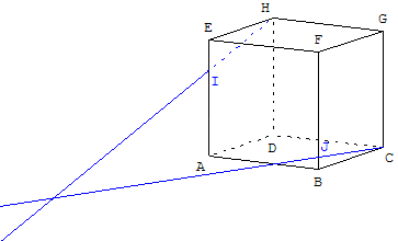 geometrie dans l'espace - deux droites dans un un cube - copyright Patrice Debart 2004