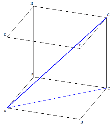 geometrie dans l'espace - diagonale d'un cube - copyright Patrice Debart 2009