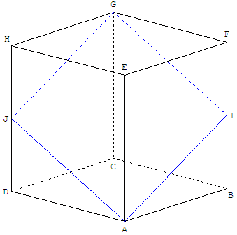 geometrie dans l'espace - section du cube en forme de losange - copyright Patrice Debart 2009