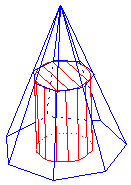geometrie dans l'espace - cylindre inscrit dans une pyramide - copyright Patrice Debart 2003