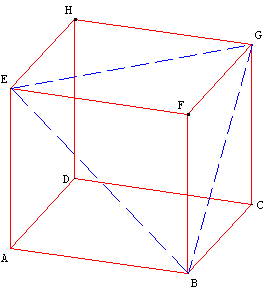 geometrie dans l'espace - triangle équilatéral comme section de cube - copyright Patrice Debart 2005