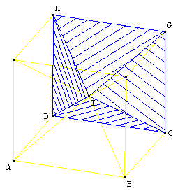 geometrie dans l'espace - pyramide sur le côté d'un cube - copyright Patrice Debart 2005