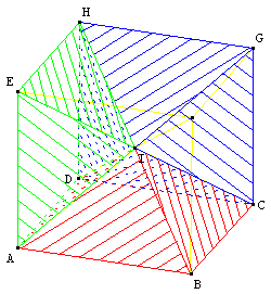geometrie dans l'espace - 3 pyramides dans un cube - copyright Patrice Debart 2005