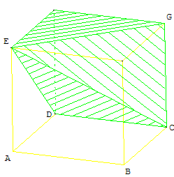 geometrie dans l'espace - pyramide inscrite sur la côté d'un cube - copyright Patrice Debart 2005