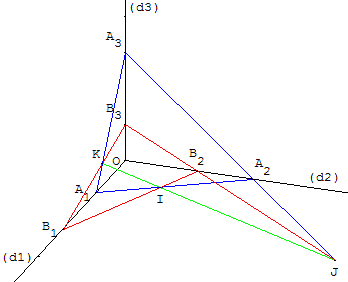 geometrie dans l'espace - prouver un alignement - copyright Patrice Debart 2004