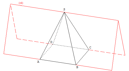 geometrie dans l'espace - intersection de plans dans une pyramide - copyright Patrice Debart 2004