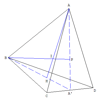 geometrie dans l'espace - tétraèdre avec 2 hauteurs concourantes - copyright Patrice Debart 2009