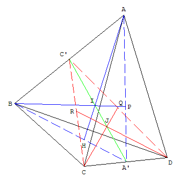 geometrie dans l'espace - tétraèdre avec 2 paires de hauteurs concourantes - copyright Patrice Debart 2009