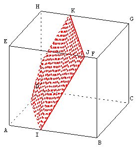geometrie dans l'espace - section d'un cube pentagonale - copyright Patrice Debart 2001