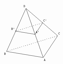 geometrie dans l'espace - section plane de tétraèdre - copyright Patrice Debart 2001
