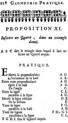 Traité de géométrie-inscrire un carré dans un triangle