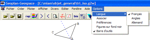 menu GéoPlan - langue > francais