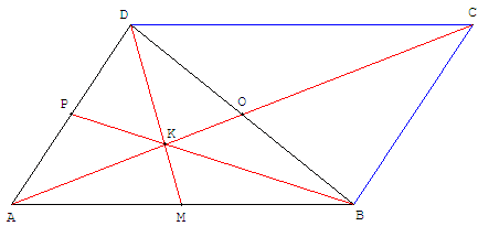 partage d'un segment en trois - centre de gravité d'un triangle - copyright Patrice Debart 2011