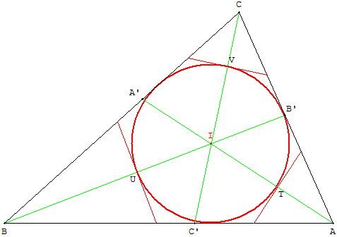 geometrie du triangle - tangentes au cercle inscrit - copyright Patrice Debart 2010