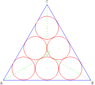 sangaku dans le triangle équilatéral - six cercles inscrits - copyright Patrice Debart 2013