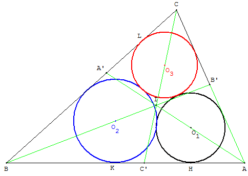 problème de Malfatti - trois cercles tangents - copyright Patrice Debart 2010