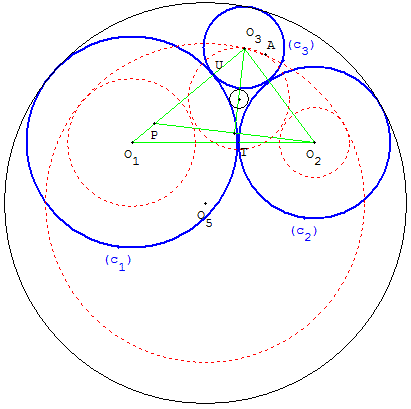 sangaku - trois cercles tangents et deux cercles de Soddy - copyright Patrice Debart 2008