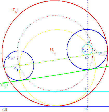 probleme de contact - cercle tangent a 2 droites et a un cercle - copyright Patrice Debart 2006