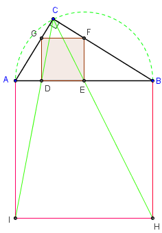 carré inscrit dans un triangle rectangle - figure Geogebra - copyright Patrice Debart 2008