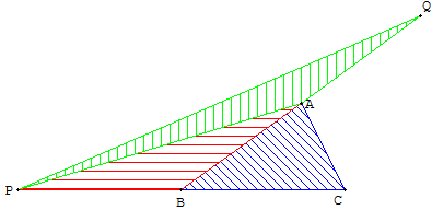 geometrie du triangle - trois triangles de meme aire - copyright Patrice Debart 2003