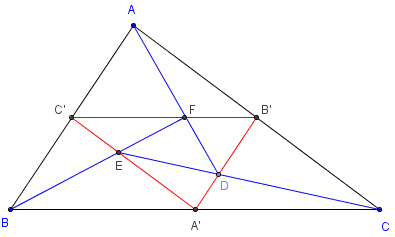 geometrie du triangle - triangles inscrits dans un triangle - copyright Patrice Debart 2003