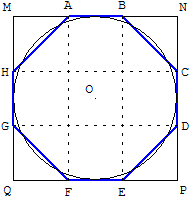 octogone non régulier pour le calcul de pi dans le papyrus Rhind - copyright Patrice Debart 2005