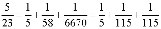 5/23=1/7 + 1/14 + 1/322