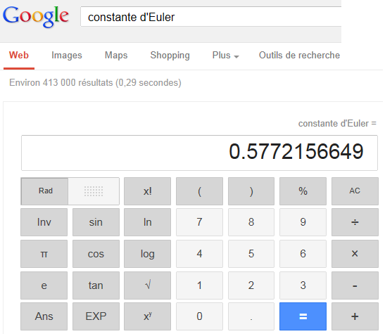 Constante d'Euler avec Google