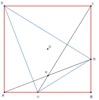 transformation géométrique rotation - orthocentre d'un triangle variable dans un carré- copyright Patrice Debart 2011