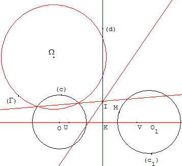 geometrie du cercle - axe radical d'un cercle fixe et d'un cercle variable - copyright Patrice Debart 2006