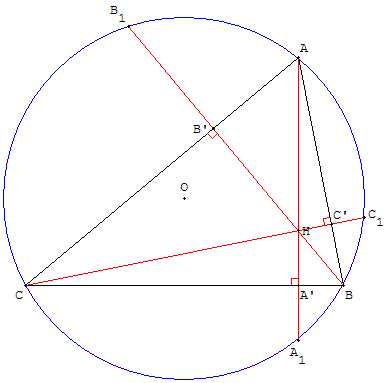 relations métriques pour l'orthocentre d'un triangle - copyright Patrice Debart 2009