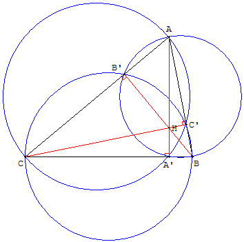 geometrie du cercle - les trois hauteurs d'un triangle sont concourantes - copyright Patrice Debart 2006