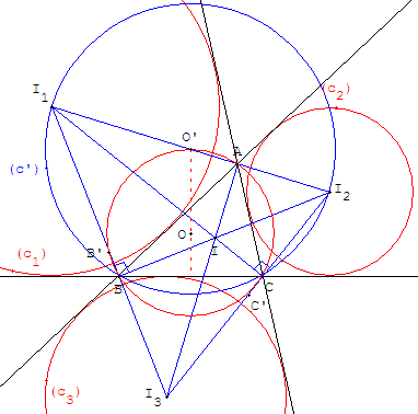 Milieux des côtés du triangle de Bevan - copyright Patrice Debart 2010