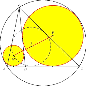 sangaku - alignement des centres de trois cercles