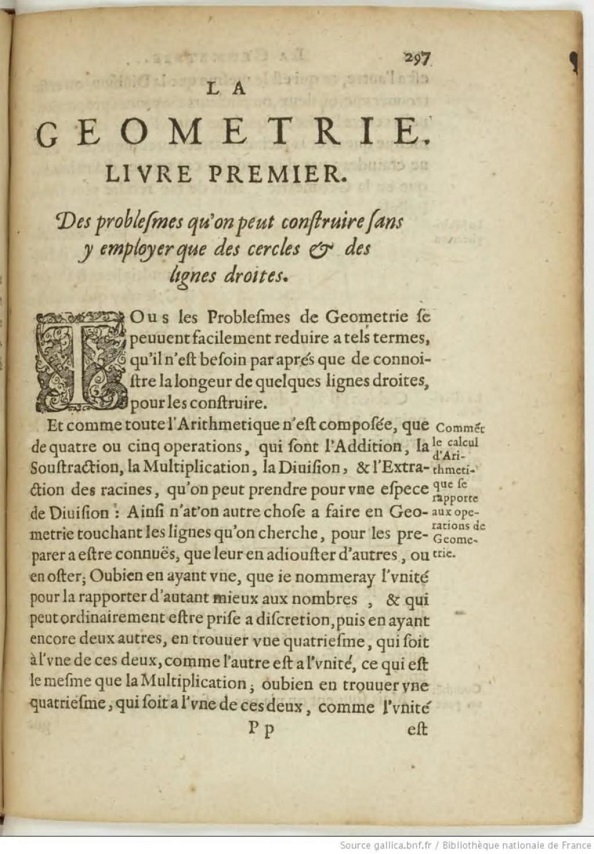 premiere page de la geometie de descartes - gallica