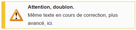 Attention doublon